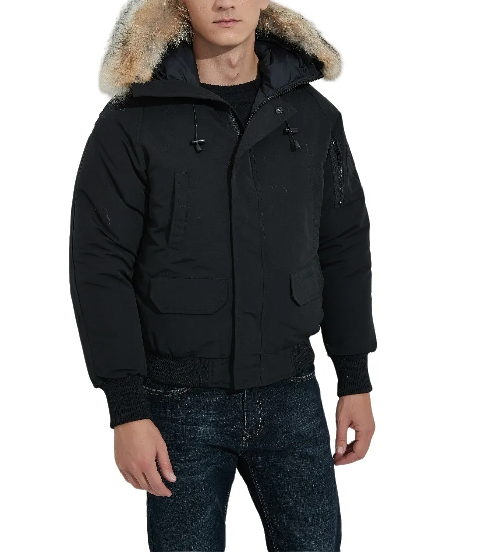 Mejor Precio En A Granel Veste De Parka Dhiver Pour Hommes Manteau De Canard Blanc Avec Col En Cuir Et Garniture De Fourrure De Loup Manteau De Sport Exterieur Chaud Et Elegant