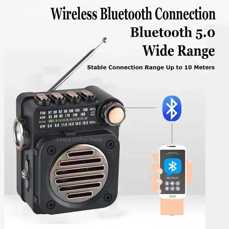 Mini portable wireless speakers with FM AM SW radio receiver, Bluetooth ...