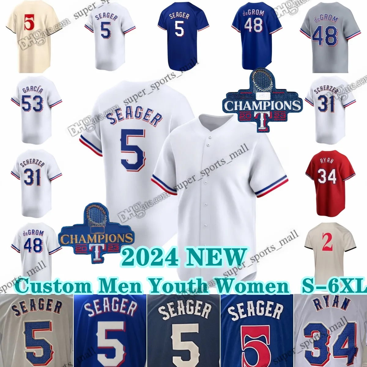 Customizable S 6XL Cubs Baseball Shirt Featuring Corey Seager Adolis Garcia Marcus Semien Nathan Eovaldi Evan Carter Jacob DeGrom Josh Jung Nolan Ryan Personalize With Any Name And Number From Super s...