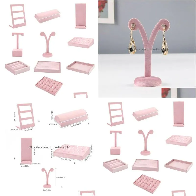 Other Home Garden Beautif Pink Jewelry Display Holder Eye Catching Window Decors Necklace Stand Rings Tray For Drop Delivery Dhjne