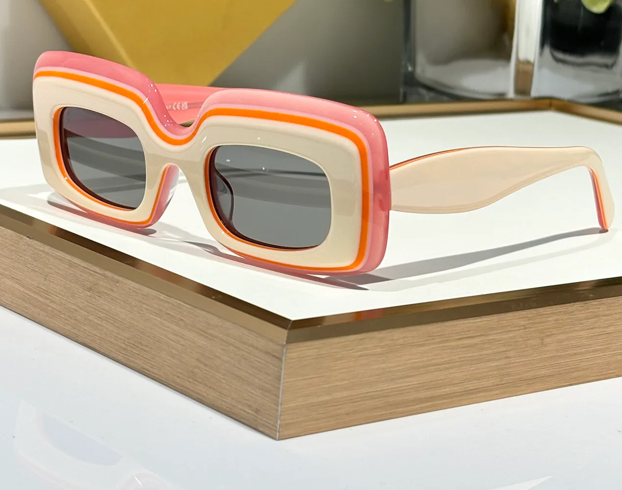 Stylish Beige Pink Chunky Rectangle Sunglasses Womens For Women And Men Summer Shades With Brown Shaded UV400 Protection And Box From Jenlsky 48.44 DHgate.Com