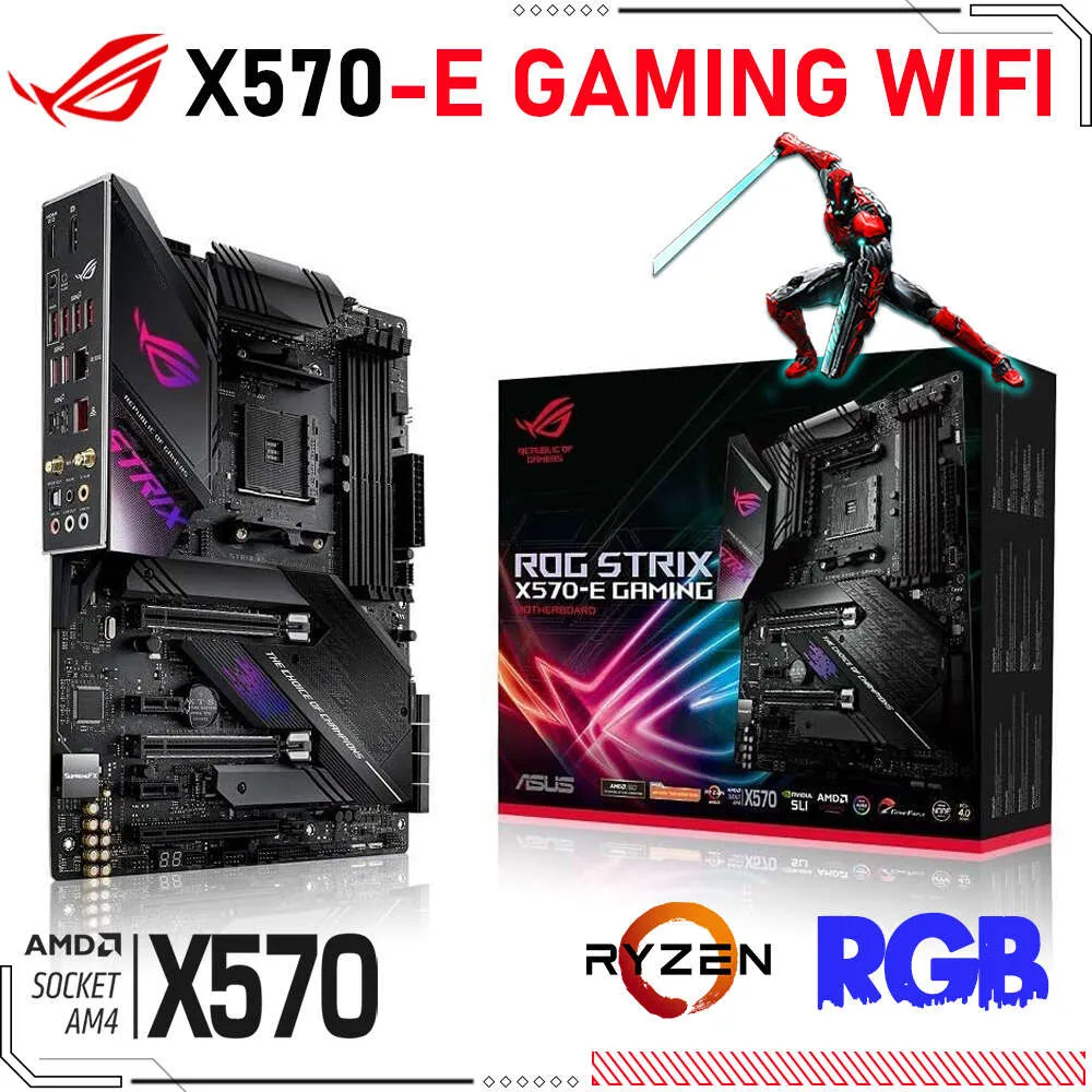 ASUS ROG STRIX X570 E GAMING WIFI SOKET AM4 Anakart PCI E 4.0 128GB DDR4 Windows 11 Destek AMD X570 ATX PLACA ME YEN