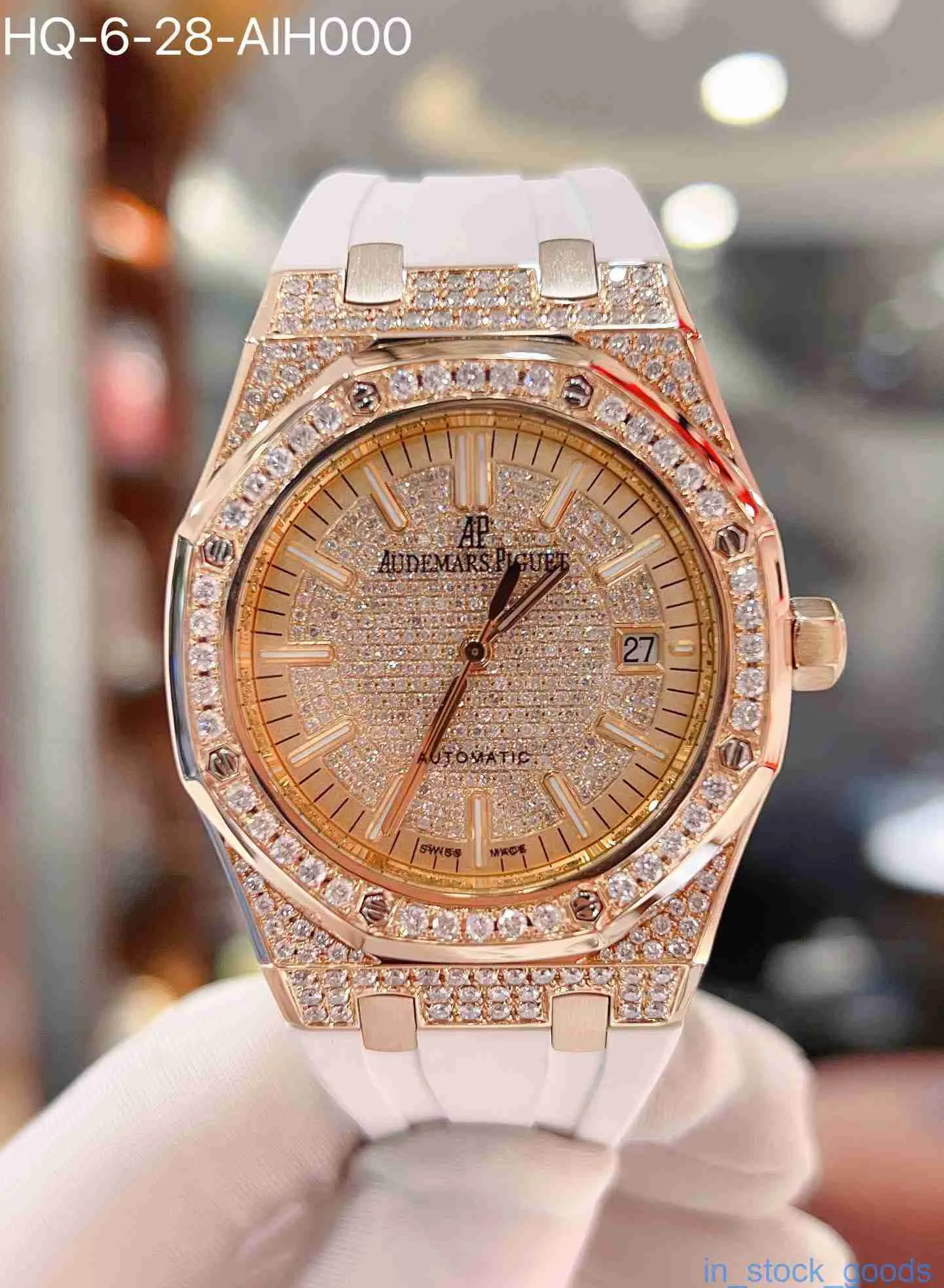 10A Best Quality Watches luxury Rorayl Oraks 15300 Rose Gold Back Set  Diamond Automatic Mechanical Mens Watch