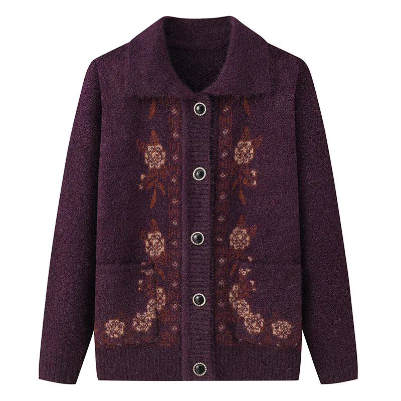 Cashmere Grandma Autumn Winter Thicken Sweater Top Middle Aged