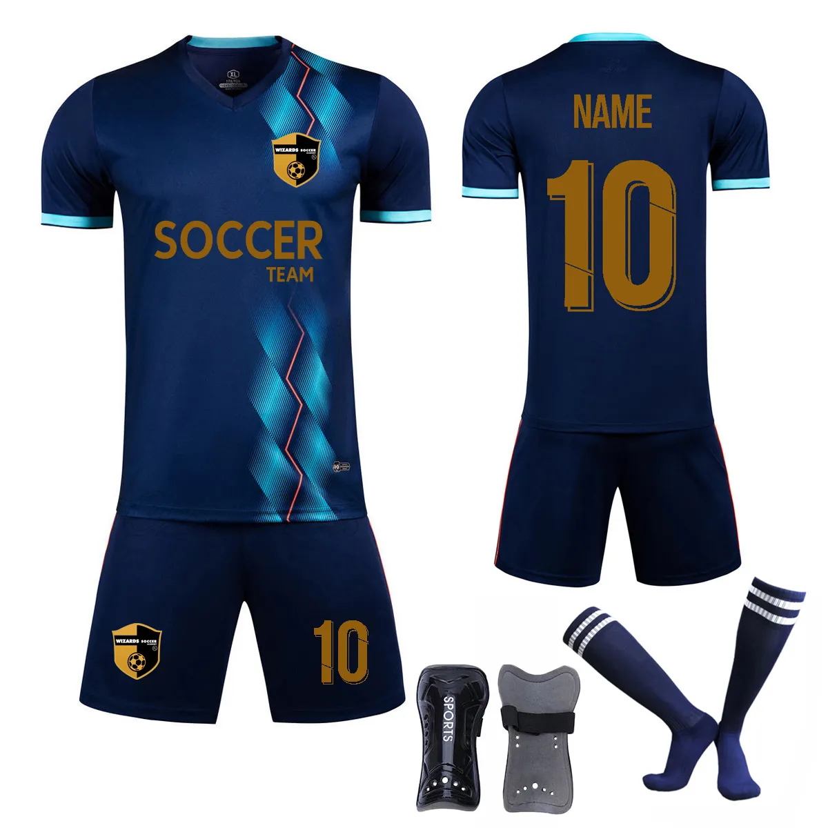 Kids Adult Football Kit Sets: Soccer Jersey, Shorts, Socks Shin Guards  Boys Girls Training Uniforms, Athletic Tracksuit
