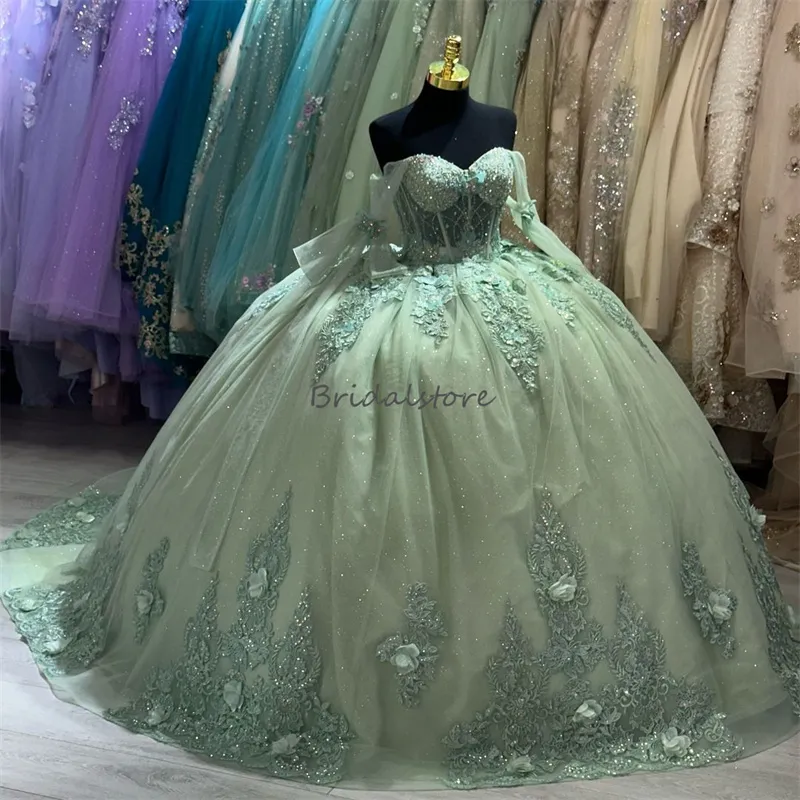 slim fit dress slacks Luxury Sage Green Girl Dresses with Flowers Princess Gown J059 Sage Green / 10(140CM)