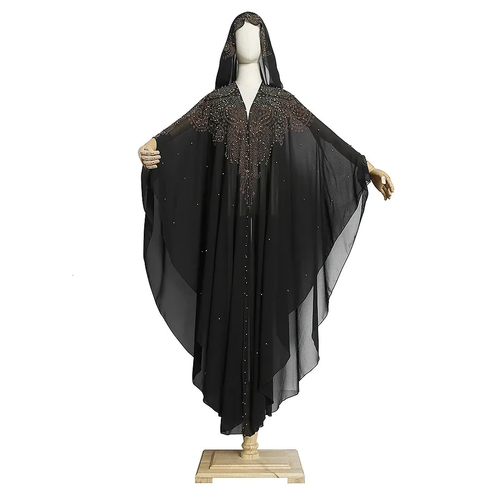 Abaya Avec Hijab Intégré - Noir - 2 Pièces - Robe Musulmane Ample - Taille Unique - Pour Prière, Mariage, Soirée