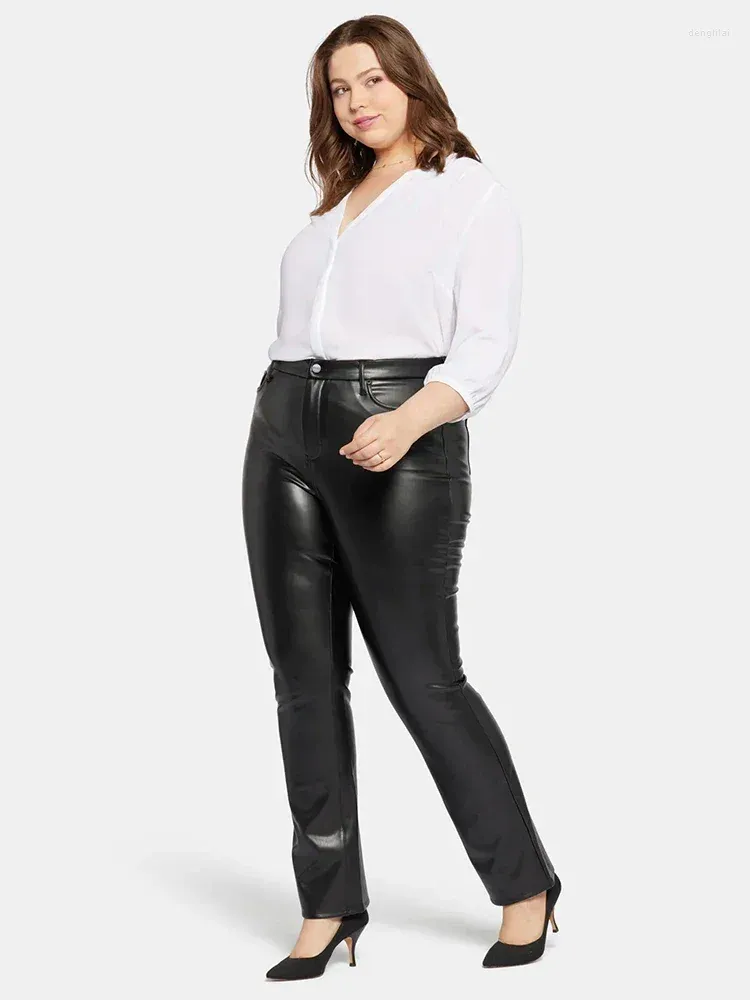 Plus size pu trousers hot sale
