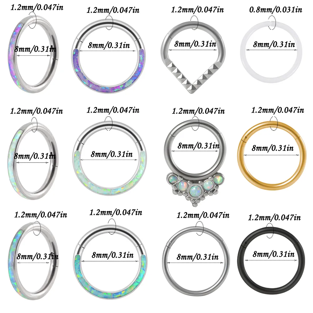 16g G23 Titanium Opal Captive Bead Ring – CBR For Septum, Nose, Lip, Ear (3mm Ball) - View #3