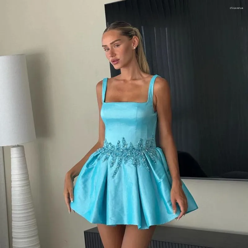 Party Dresses Ocean Blue Satin Homecoming A-Line Floor-Length Dress with  Built-in Bra and Hooded Collar from Dhgate Urban Sexy Dresses - price 132.57