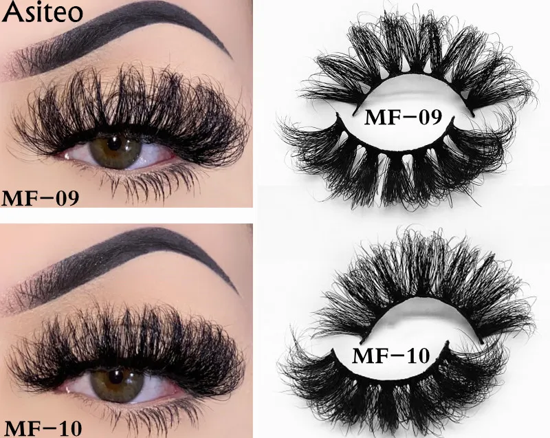 Asiteo 25mm Mink Eyelashes Messy Long 3D Dramatic Lasting False Eyelash ...