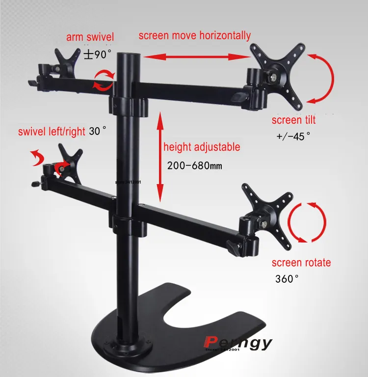 DHgate.com:2024Aluminum 10kg 360° Rotating Dual Monitor Mount | 10-27 ...