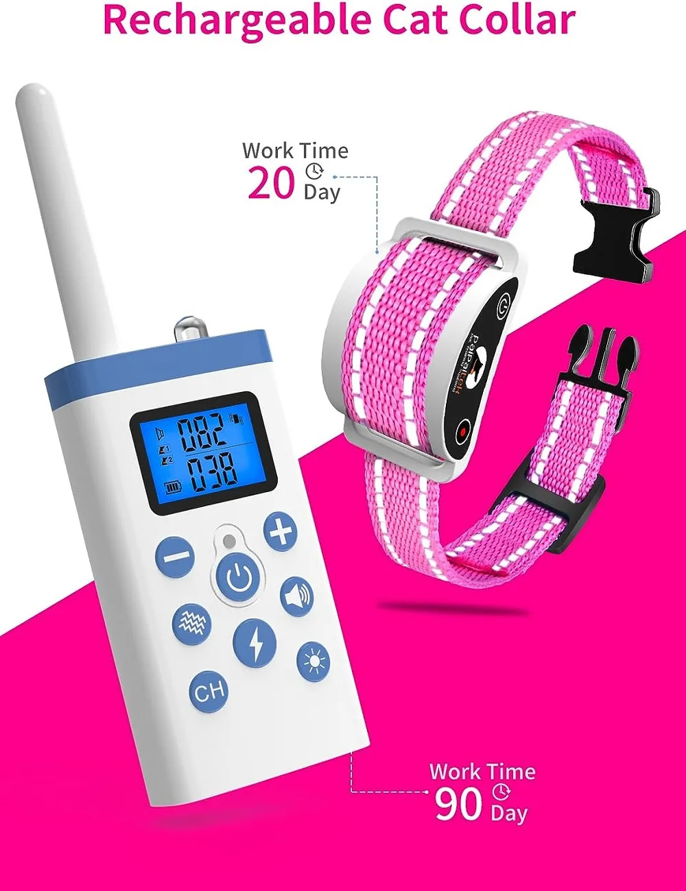 2024 Cat Training Collar Anti Meow Shock Collar with Remote Auto Mode Waterproof Adjustable Safe Cat Shock Collar for Indoor Outdoor Use