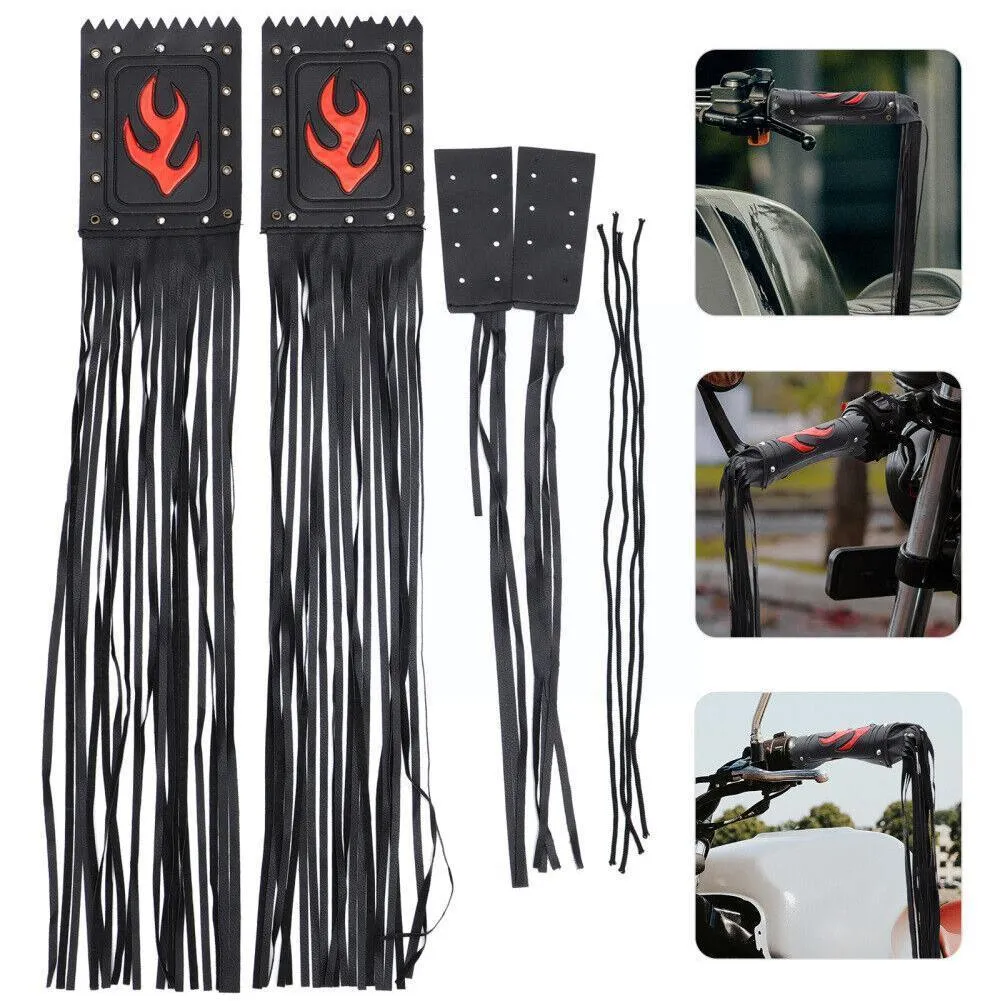 DHgate.com:ZORBYZ Black Flame Faux Leather Motorcycle Grip