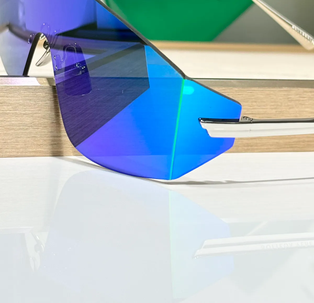 Rimless Shield Sunglasses - Gradient Blue Lenses Blue Mirror Shield Sunglasses For Men Women Rimless... From  main image 2
