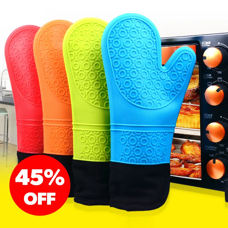 Silicone Oven Mitts (1 Pair) – Heat Resistant To 500°F, Waterproof, Quilted Lining, Non-Slip Grip, BPA-Free