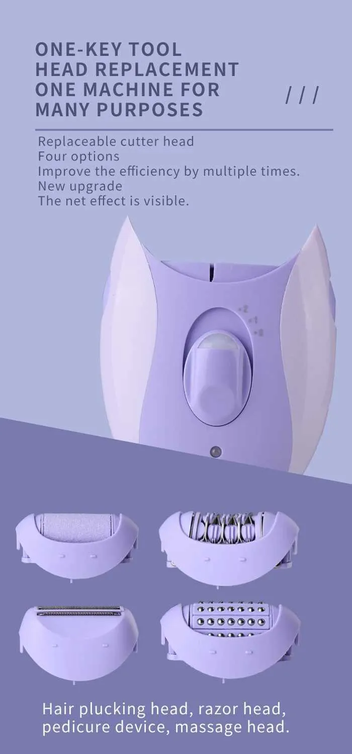 Kemei 4in1 Rechargeable Epilator Kmart Kit For Women Facial, Body, Legs