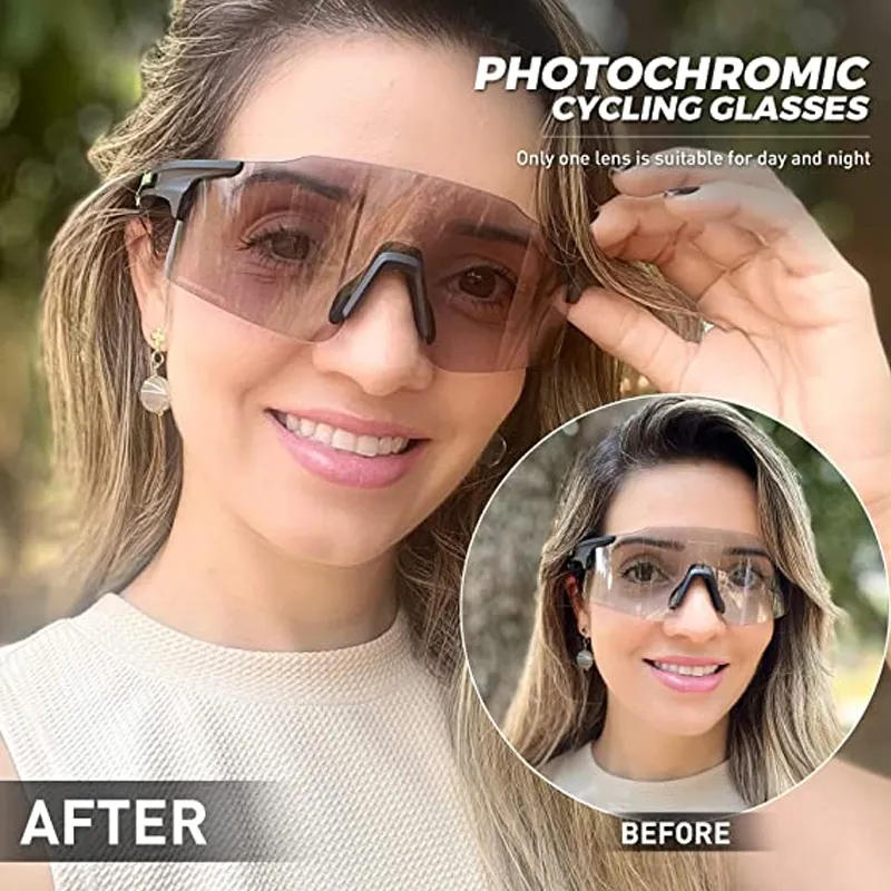 DHgate 2024Photochromic Bike Cycling Glasses UV400 Sports Cycling Sunglasses for Men and Women Polarized Road Bike MTB Bicycle Goggles Eyewear Sports Outdoors