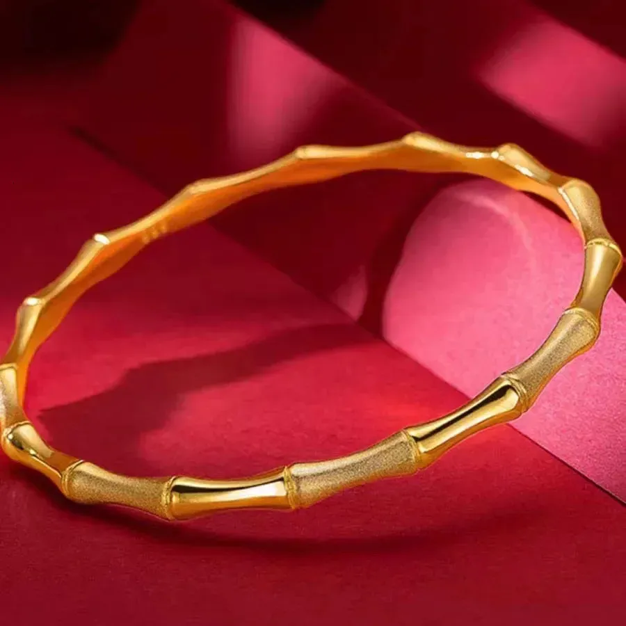 9999 real gold 24K yellow Highrise Bracelet Classic Bamboo for Peace 240626