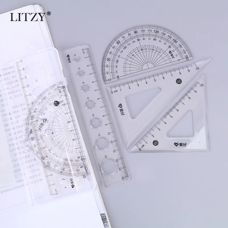 Triangular Ruler Set Without Divisions LITZY Transparent Triangle Ruler Set for School and Office Measuring ...