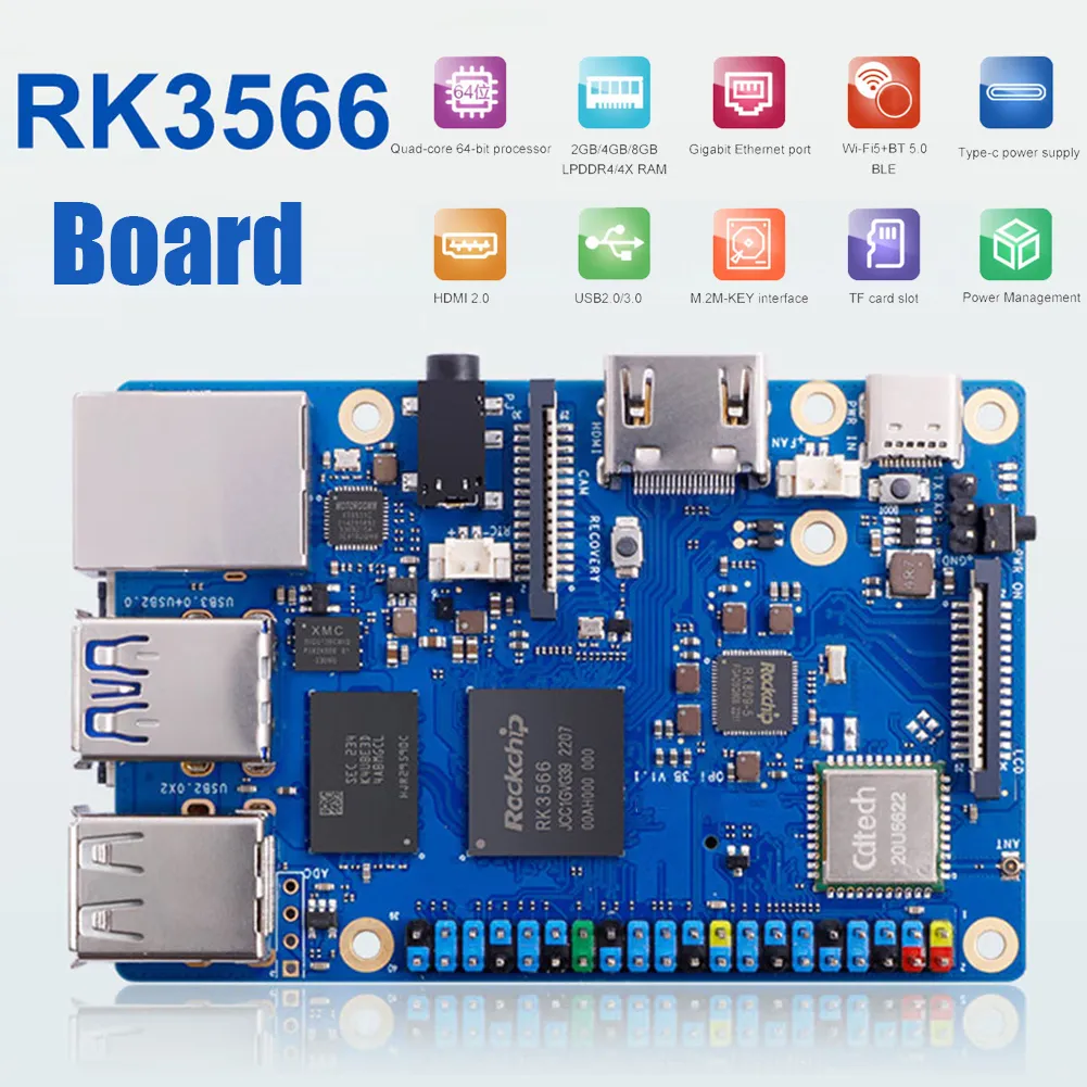 For Orange Pi 3B 2GB/4GB/8GB RAM Single Board Computer RK3566 64Bit Up To 1.8GHz Gigabit Ethernet WIFI BT 5.0 Development Board