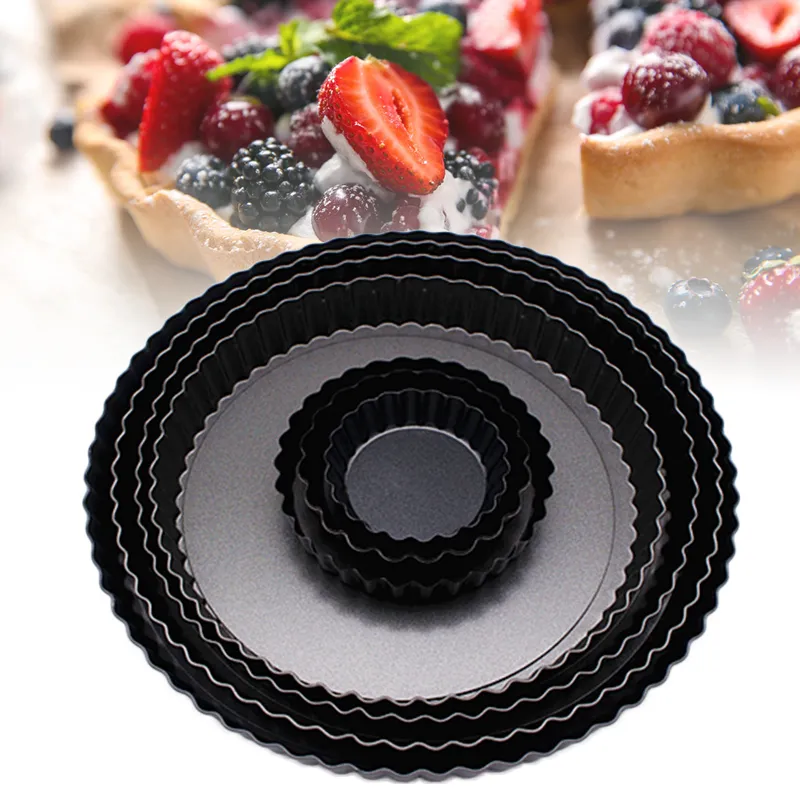 DHgate 2024 Mini Pie Pans Non Stick Carbon Steel with Removable Bottom for Baking Quiche Tart Cupcake Muffin 12 Pack Home Garden