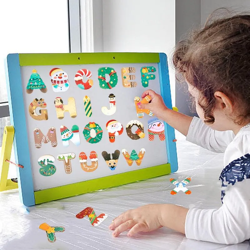 DHgate Christmas Alphabet Magnets Colorful Kids Fridge Classroom Magnetic Toys Learning Kit Toys Gifts