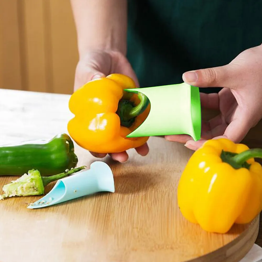 Pepper Seed Corer Remover, 2 In 1 Bell Pepper Cutter Pepper Porer Seed Remover Tool, Pepper Deseeder Bell Pepper Corer Tool Pepper Cutter For Vegetables Kitchen Gadget (Grün