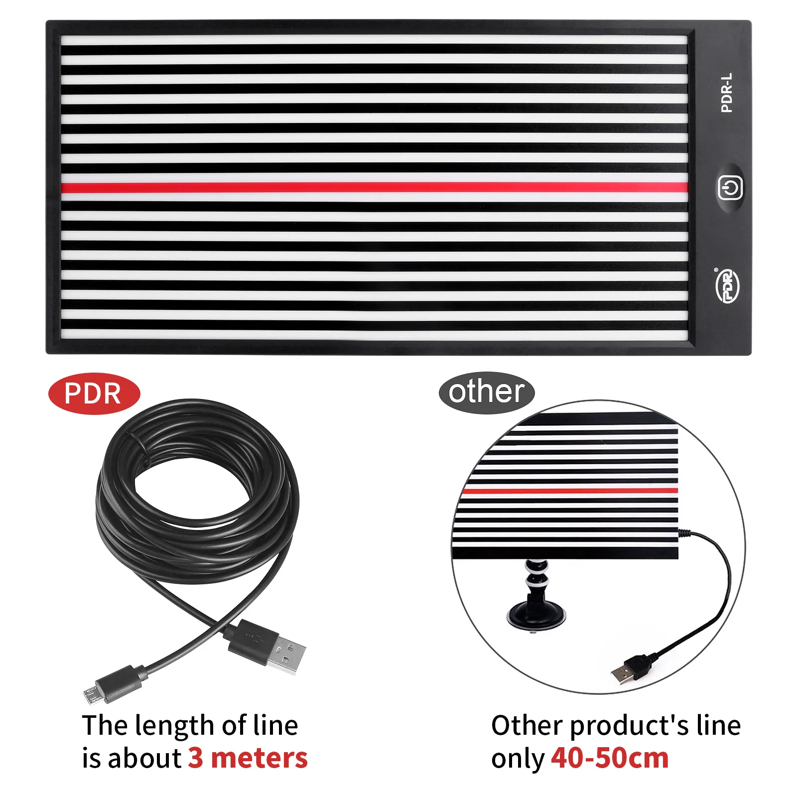 PDR Tools Dent Repair Kit with LED Lamp Reflector Light and 3-Meter ...