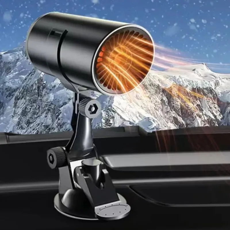 QJUHUNG Car Heater Portable Fan Fast Heating Quickly Defrost Defogger Car Heater Space Automobile Adjustable Thermostat Plug Cigarette Lighter 360 De