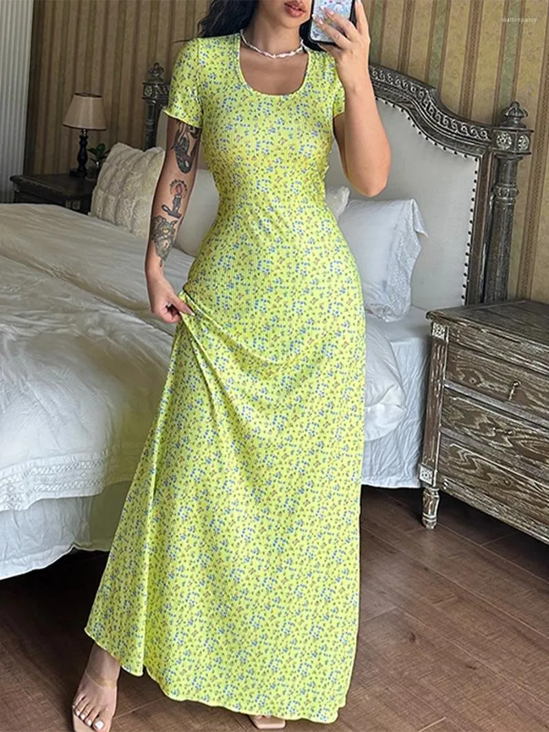 Casual Womens Floral Print Short Sleeve Ankle-Length A-Line Dress for  Summer Streetwear from Dhgate Basic & Casual Dresses - price 34.46