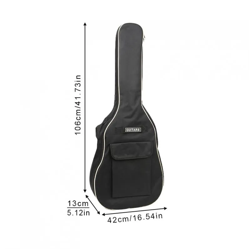 Housse Souple Pour Guitare Acoustique 41 Pouces - Nylon Rembourré, Bretelles, Poches - Noir