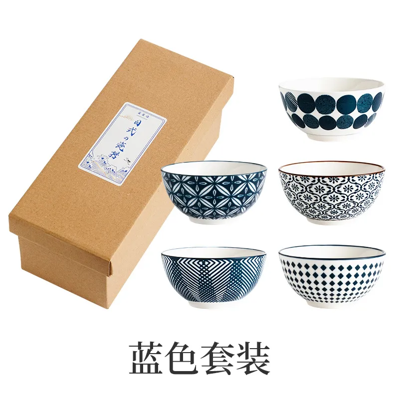 DHgate.com:Japanese Design Ceramic Rice Bowl Set - Microwave Safe Small Bowls, Underglaze ...