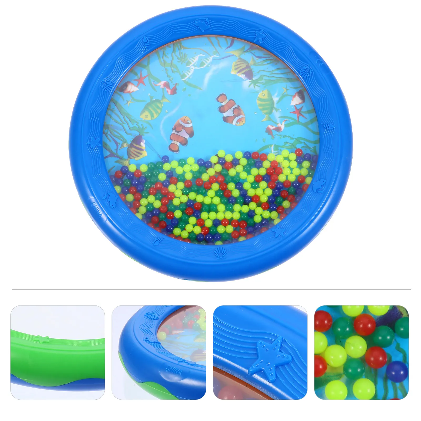 Ocean-Themed Baby Rattle: Double-Sided Beads, PVC Wave, and Educational Fun
