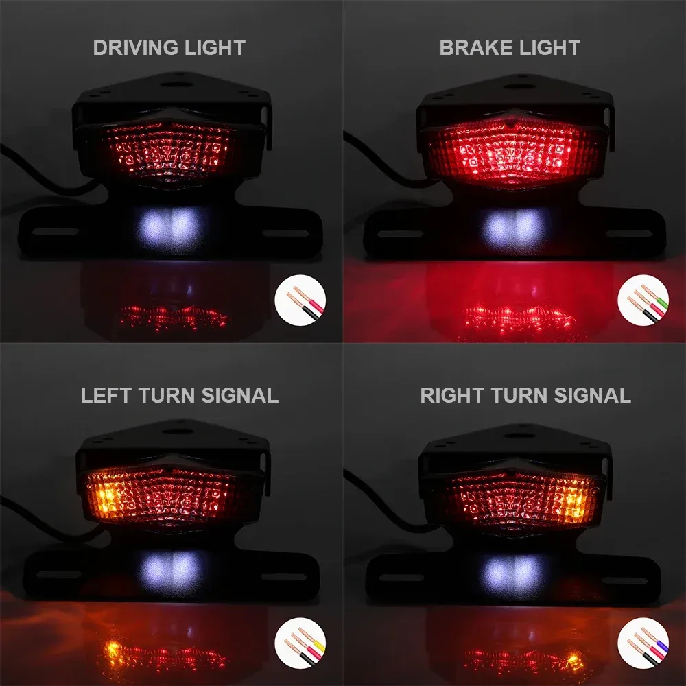 GOODFITMENT Porta Targa LED Moto Con Freno Freccia &ndash; Fumo Nero 12V