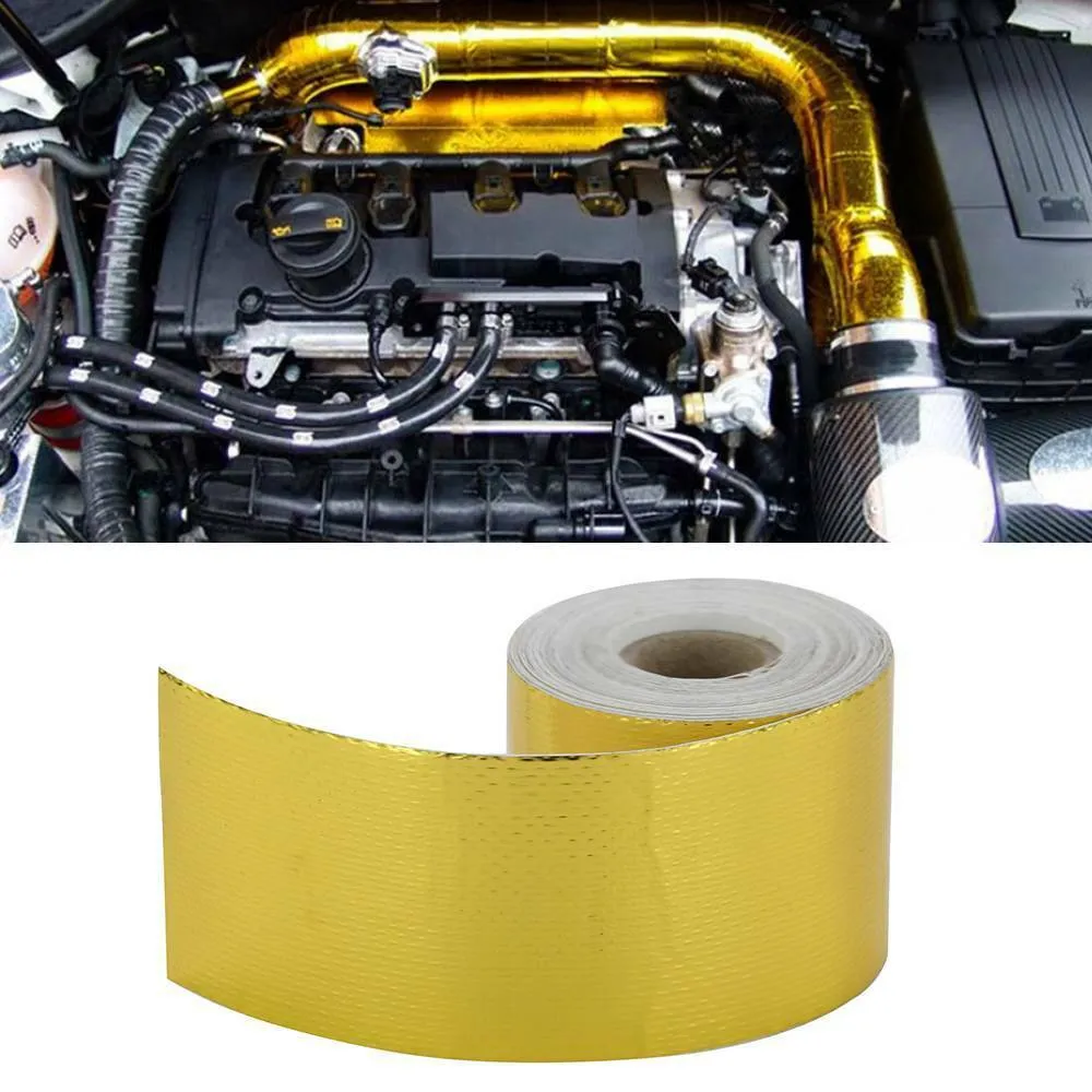 Foil Adhesive Wrap Tape, 5M * 5Cm Car Aluminum Foil Adhesive Reflective Heat Shield Wrap Tape Firewalls Fuel Cells Engine Hoods Engine Compartments