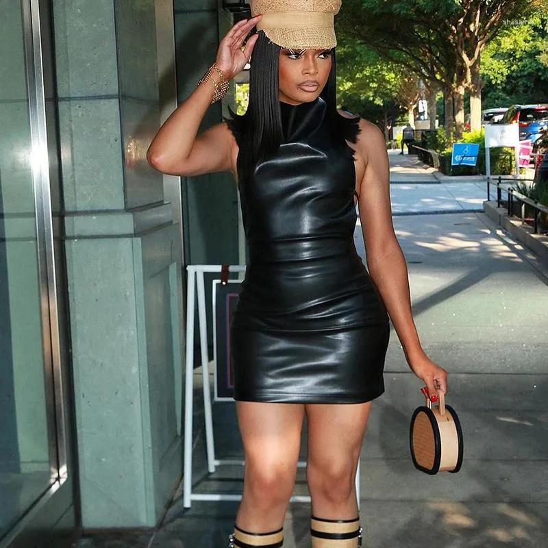 PU Faux Leather Mini Dress Women Sleeveless Off Shoulder Bodycon Black  Sheath Slim Fit from Dhgate Basic & Casual Dresses - price 25.23