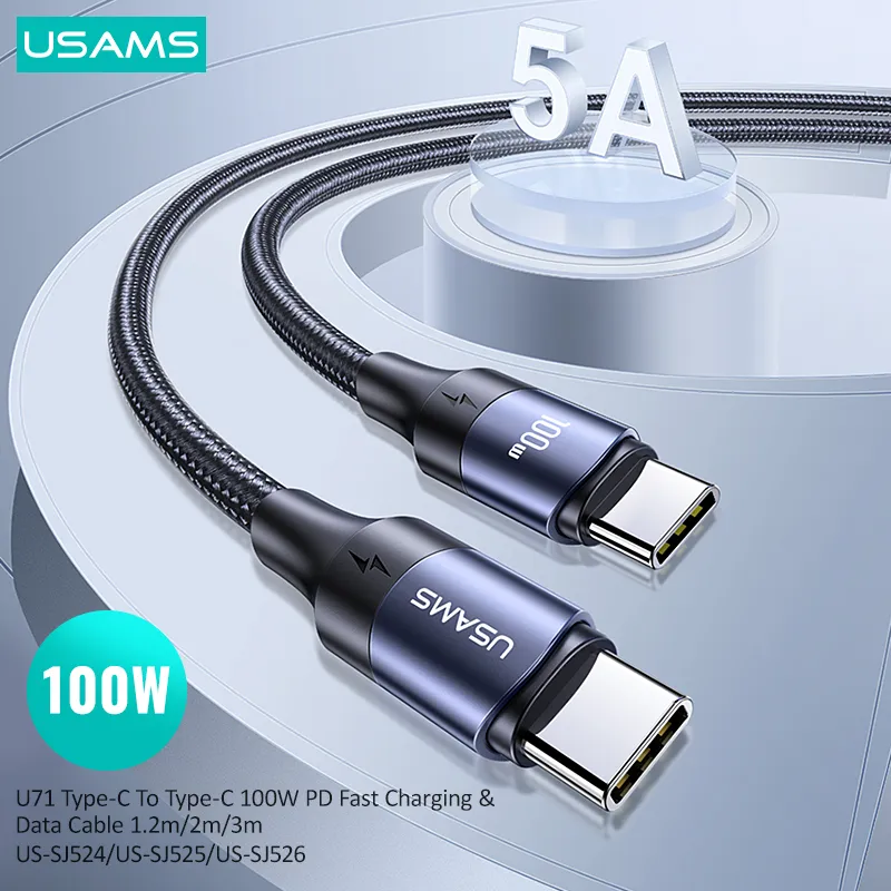 Usams Type-C to Type-C 100W PD Fast Charging & Data Cable 2M - Black - XPRS