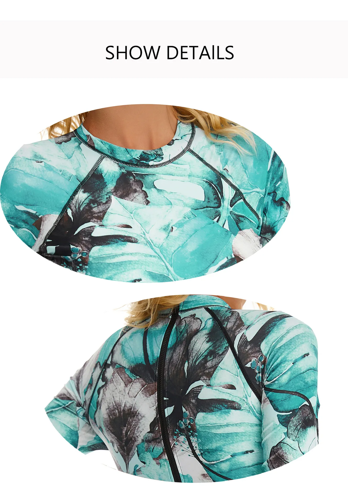 Rash Guard One Piece Swimsuit With Long Sleeves, Ruched Zip Back, And ...