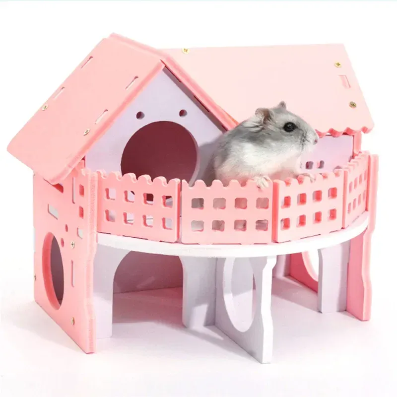 Luxurious Hamster Paradise: Wooden Castle with Swing, Slide, Loft