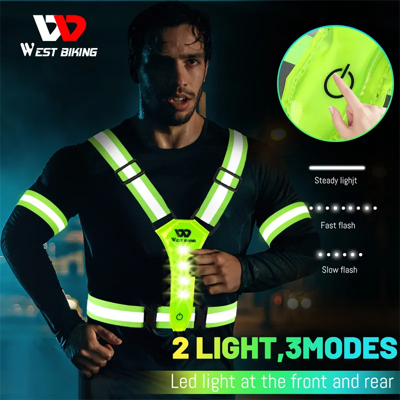 DHgate 2024High Visibility LED Reflective Vest Adjustable Elastic Illuminated Running Vest for Safe Nighttime Sports Cycling Running Walking Motorcycling Sports Outdoors