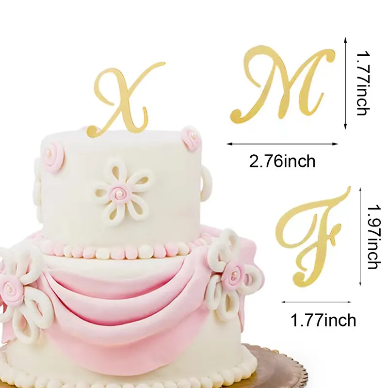 40-Piece Gold Acrylic Cake Topper Letters & Numbers - Alphabet Set For Personalized Birthday Cake Decorating - View #9