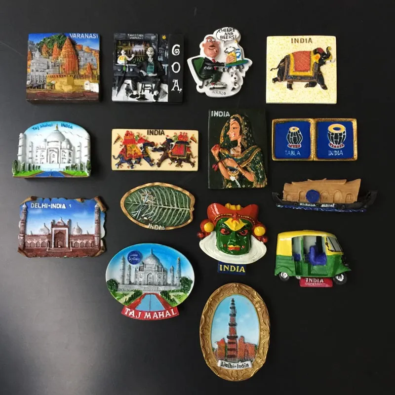 3D Magnetic Sticker | Taj Mahal | India in Polyresin & Marble for Home Decoration | Fridge Etc (7.5 Cms) (1 Pc