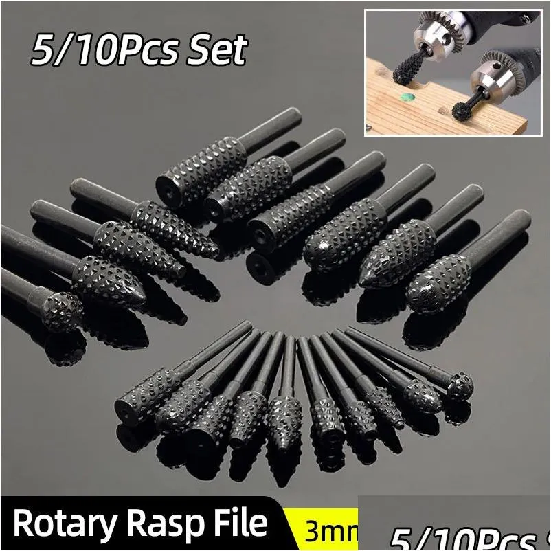 Drill Bits Rotary Rasp File 1 4 Round Shank Woodworking Milling Cutter Burr Bit Set Wood Drilling Carving Deburring Grooving Drop Deli Dhwjw