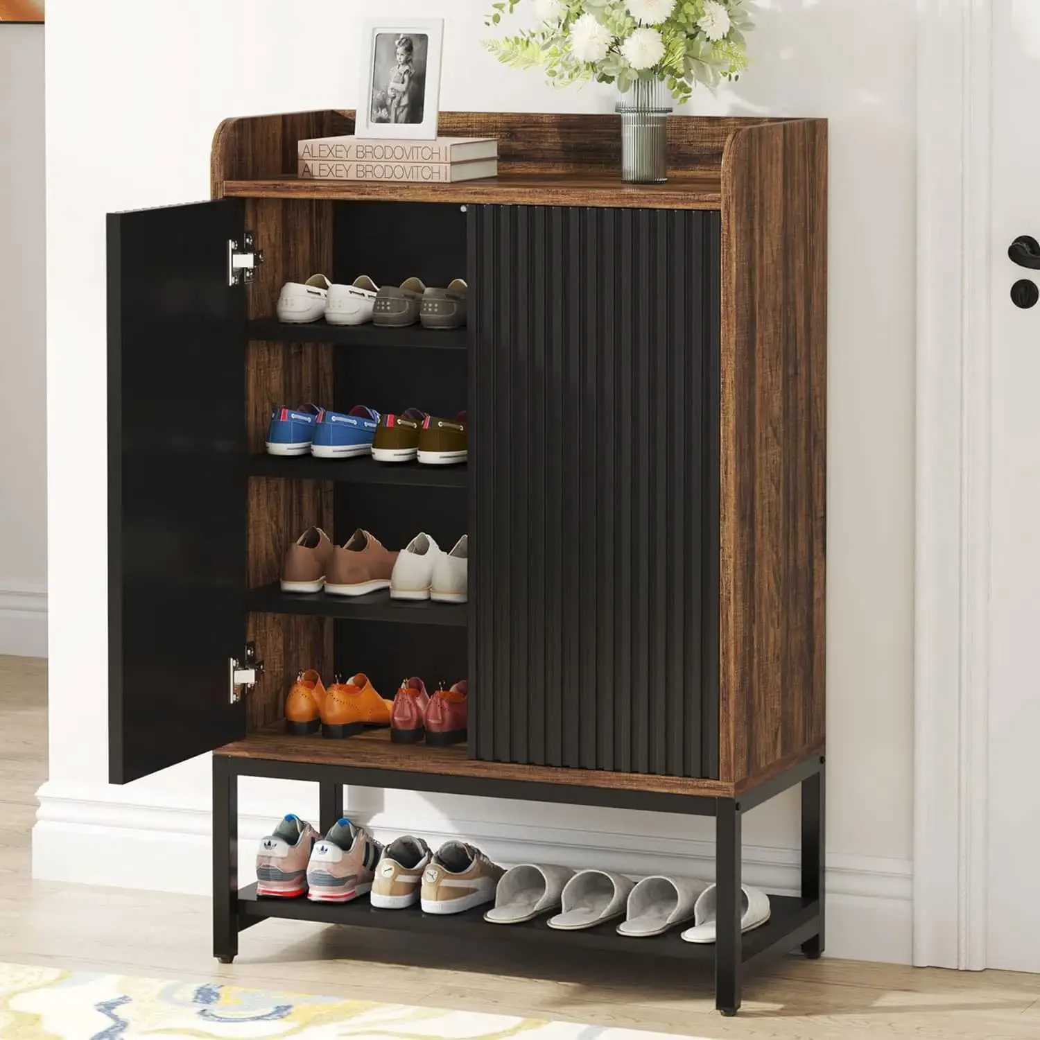 5 Tier Wooden Shoe Storage Cabinet With Doors And Shoe Holder Cabinet For Entryway And Hallway Organize 15 Of Shoes L406 From Caesar barbarossa 116.41 DHgate.Com