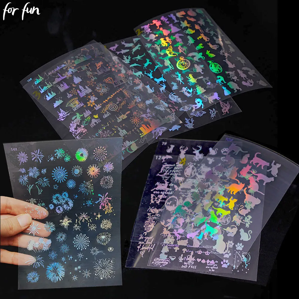 Laser Light Decoration DIY Decorative Stickers for Resin Molds, 3D Nail ...