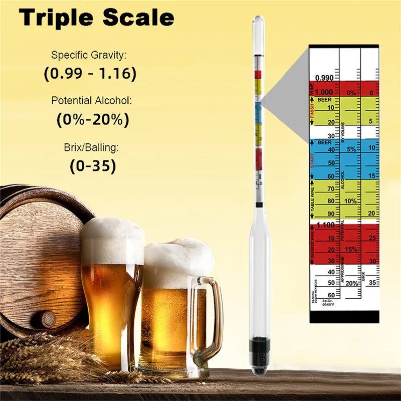 Glass Triple Scale Hydrometer Wine Sugar, Gravity,... From Ddmyjan, $29 ...