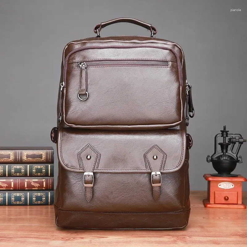 High Quality PU Leather Backpack Laptop Bag Mens For School Travel And Business Laptop And Shoulder Bag With Youthful Design From Pianola 52.48 DHgate.Com