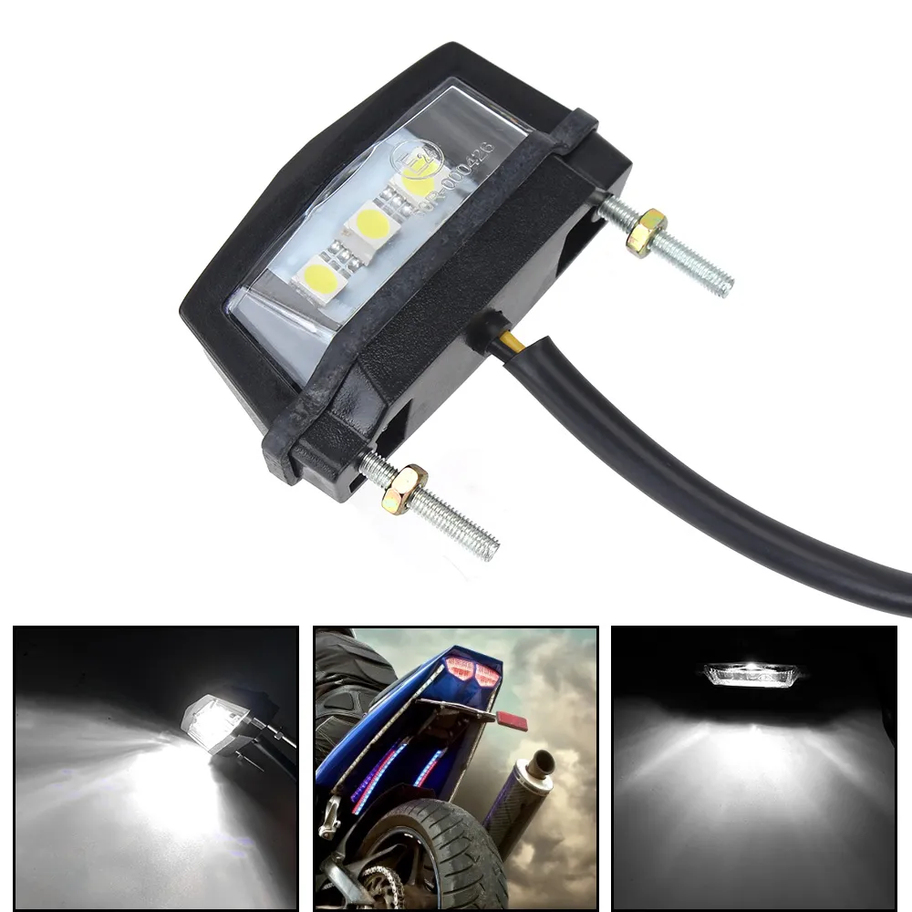 Fanale Targa LED Universale Per Moto - Luce Bianca/stop, Nero, Alluminio Bjmoto