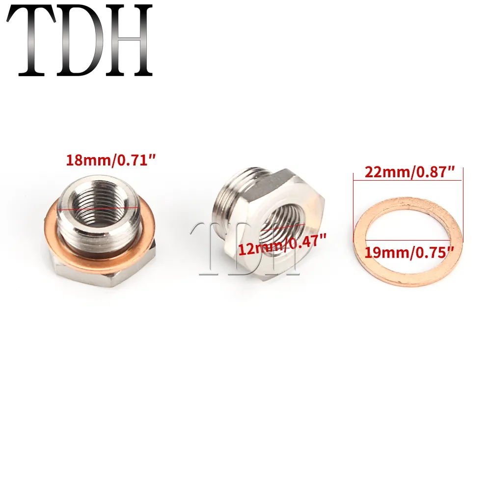 KIMISS O2-bung-reduceeradapter – M18 X 1,50 Naar M12 X 1,25, Roestvrij Staal, Geschikt Voor SR20DET En S13/S14, Eenvoudig Te Monteren
